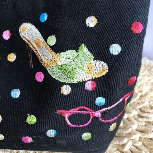E Holland Festive Shoe & Glasses Embroidery Tote - Picture 6 of 8